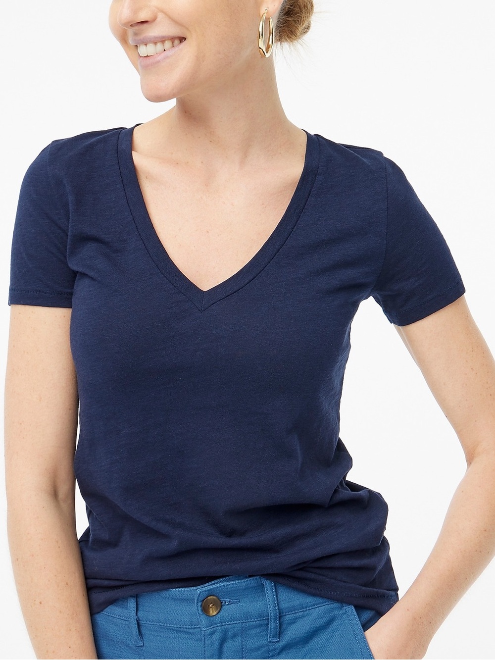 J Crew Slub Cotton V Neck T Shirt